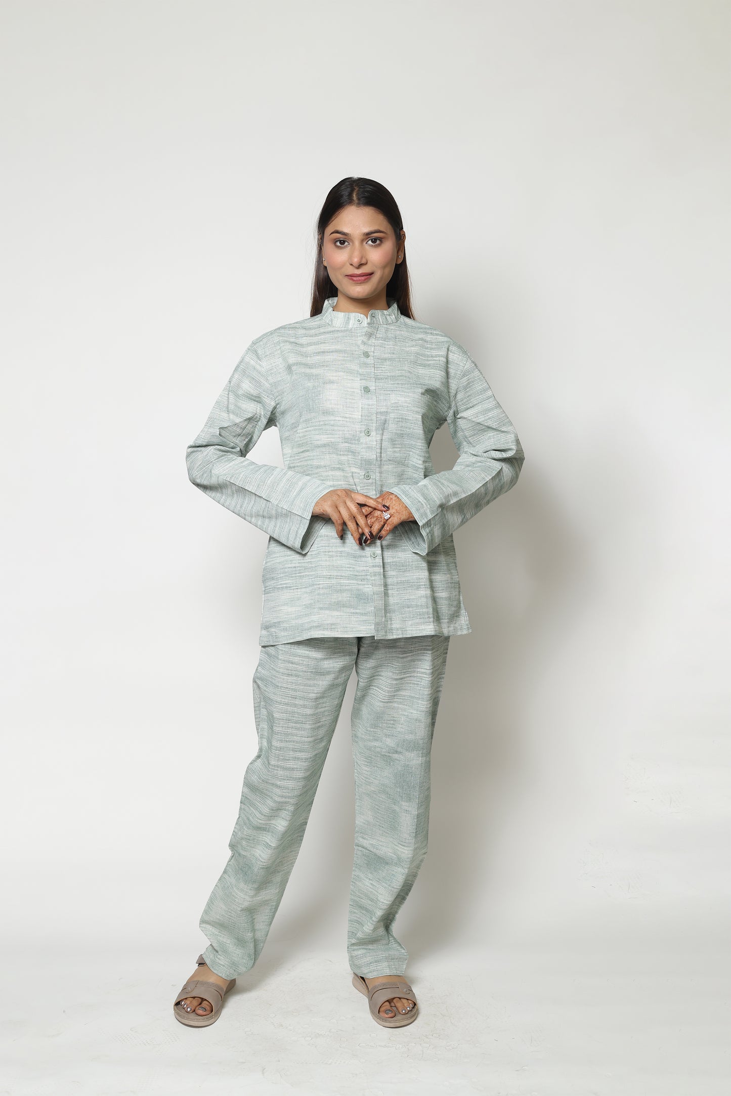 LIGHT GREEN HANDWOVEN CO-ORD SET