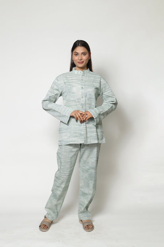 LIGHT GREEN HANDWOVEN CO-ORD SET