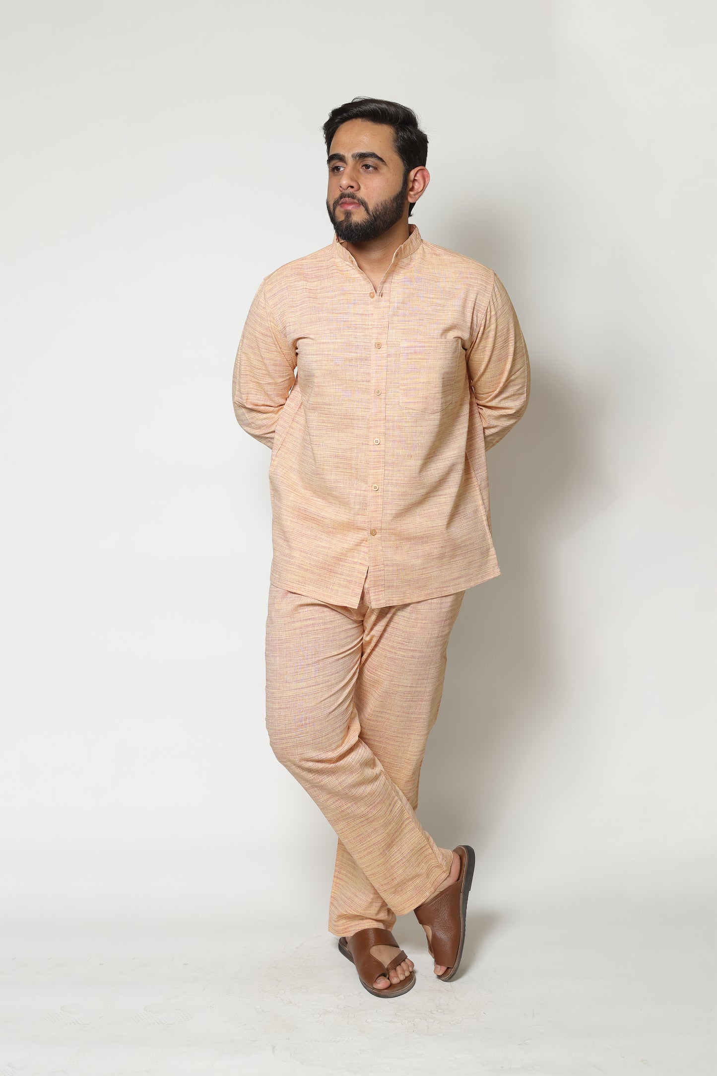 PEACH HANDWOVEN CO-ORD SET