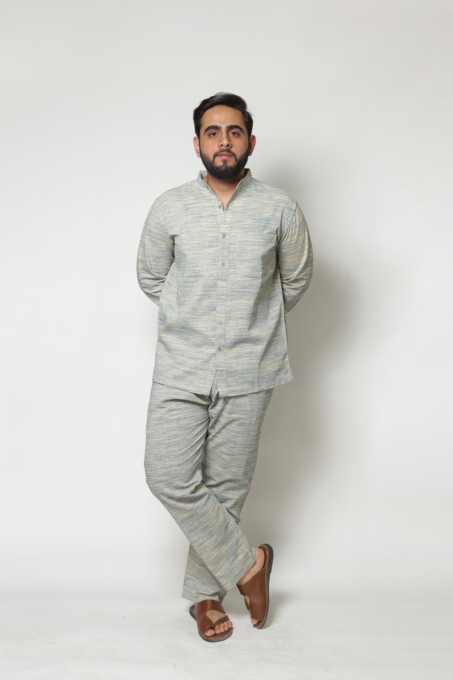 GREEN BLUE HYBRID HANDWOVEN CO-ORD SET
