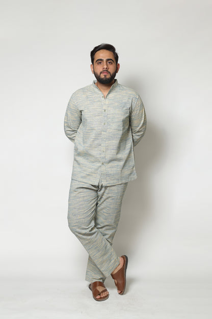 GREEN BLUE HYBRID HANDWOVEN CO-ORD SET
