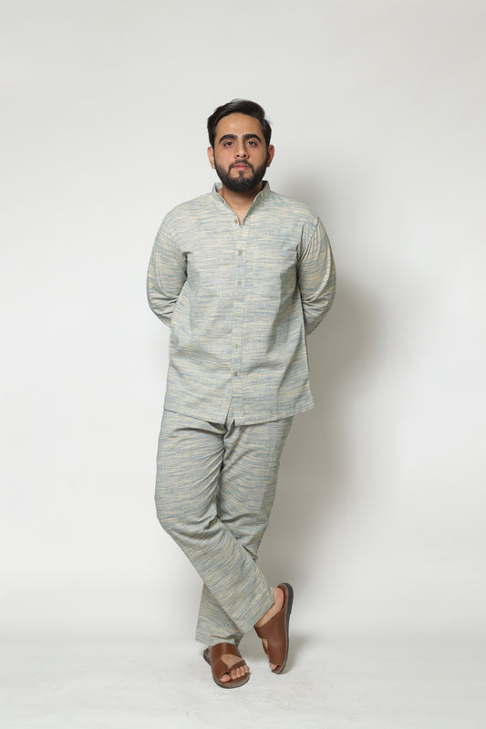 GREEN BLUE HYBRID HANDWOVEN CO-ORD SET