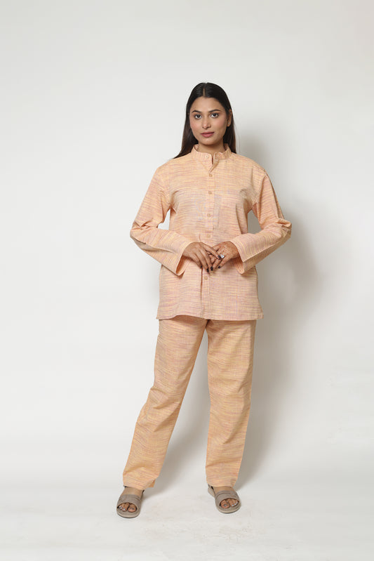 PEACH HANDWOVEN CO-ORD SET