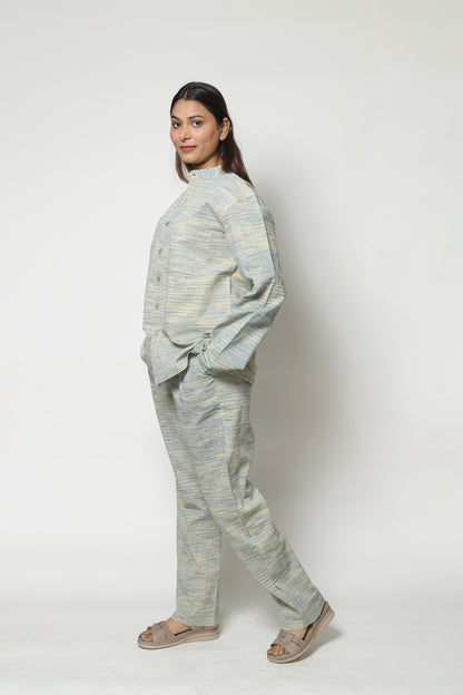 GREEN BLUE HYBRID HANDWOVEN CO-ORD SET