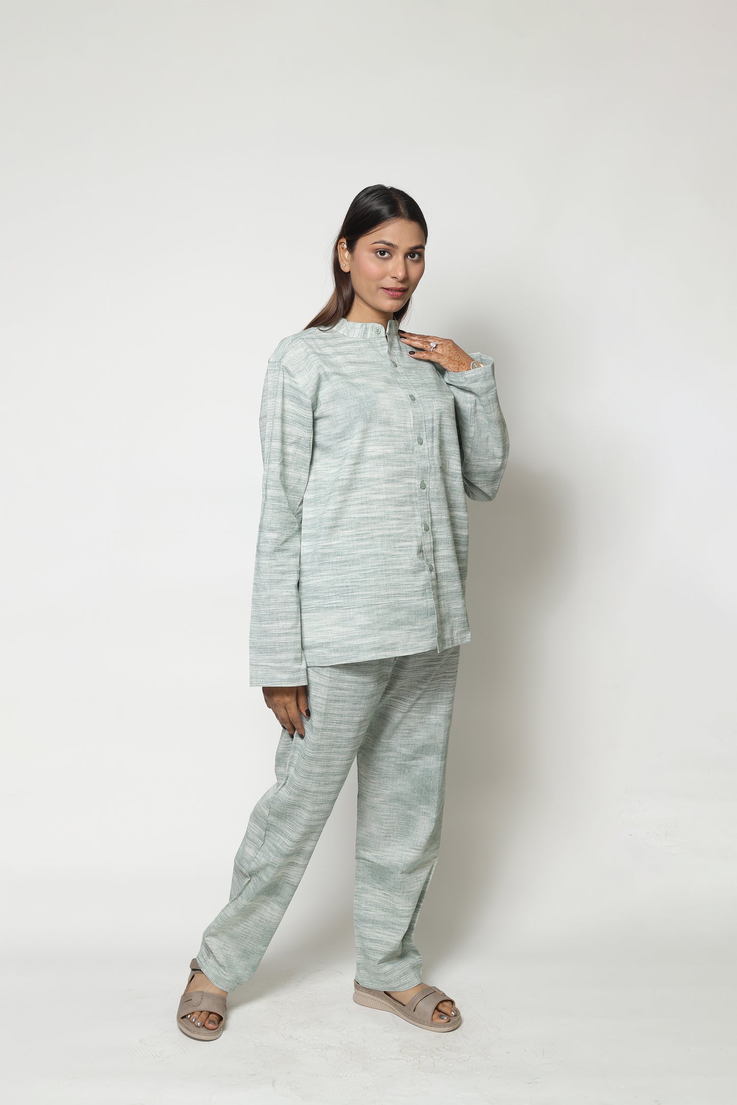 LIGHT GREEN HANDWOVEN CO-ORD SET