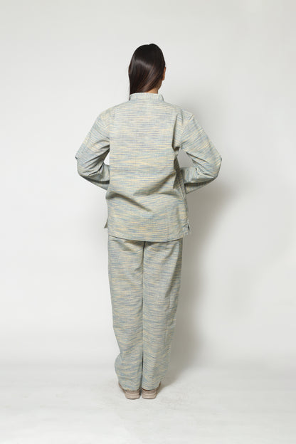 GREEN BLUE HYBRID HANDWOVEN CO-ORD SET