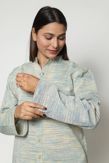 GREEN BLUE HYBRID HANDWOVEN CO-ORD SET